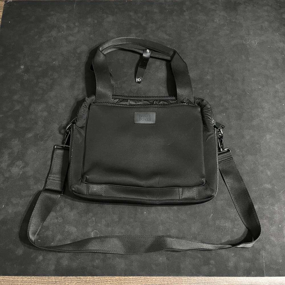 Dagne Dover Laptop Bag Womens Medium Black Neoprene Work Tote Shoulder Crossbody